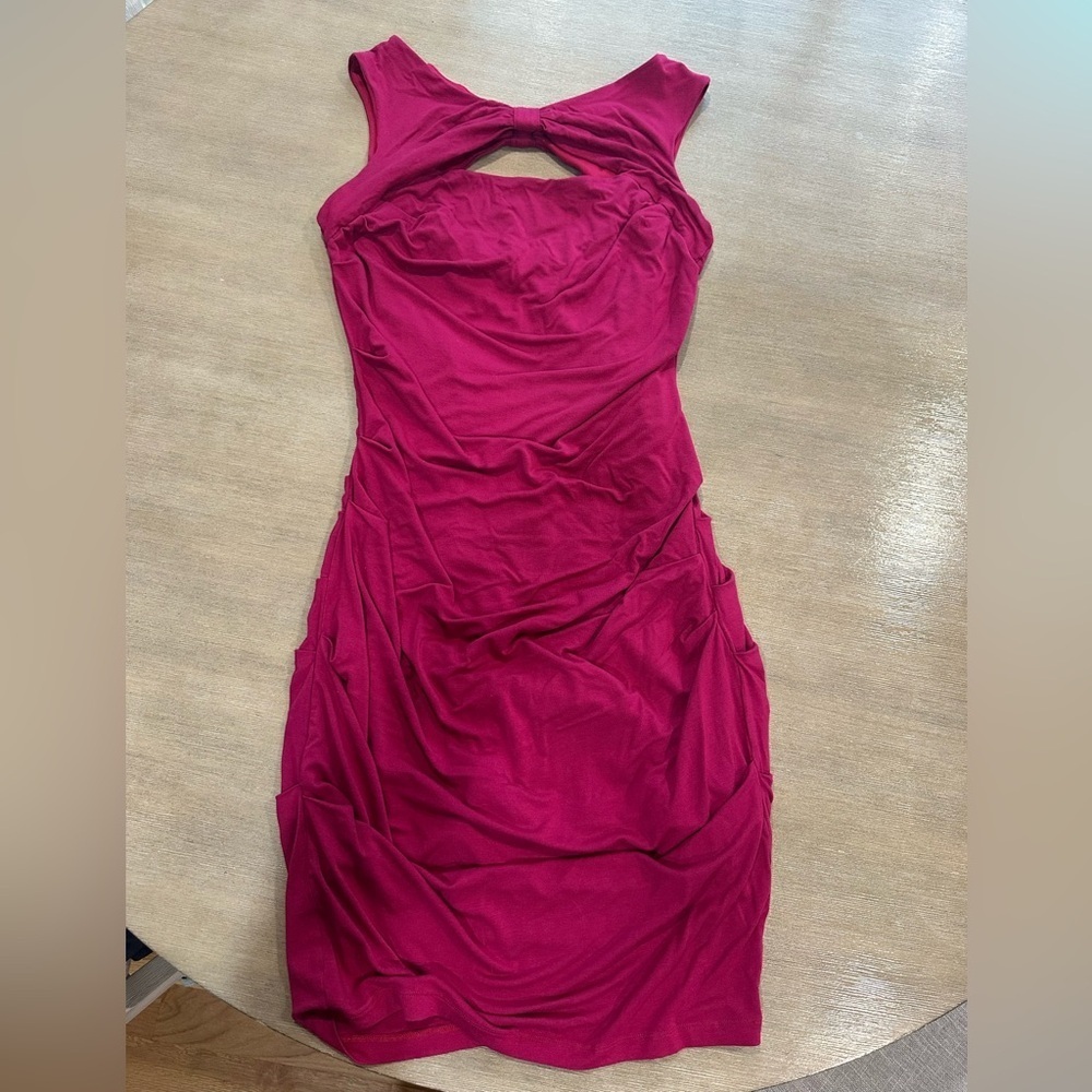 Betsey Johnson Backless Dress in Vibrant Magenta size 6 cotton stretch